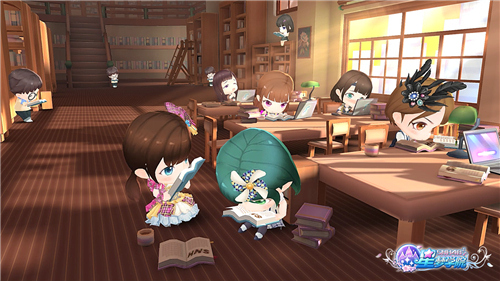 小偶像在图书馆看书